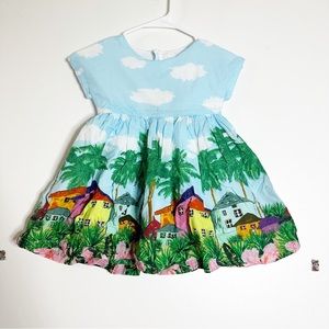 John lewis girls tropical scenic print short sleeve A-line dress